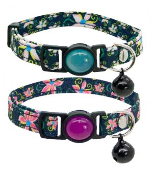 Cat Circus Collar - Jewelled Floral Denim