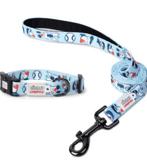ZL Doodle Dog Collar & Leash Set - Blue